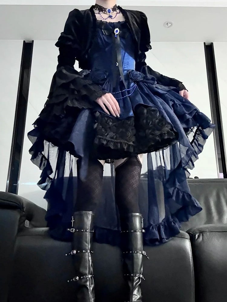 Detachable with Bolero Velvet Sleeves Black Bell