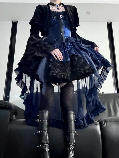 Detachable with Bolero Velvet Sleeves Black Bell