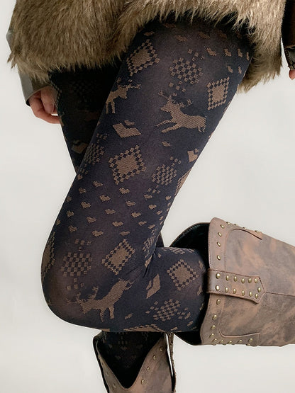 Tights Deer Geo-Pattern Woodland