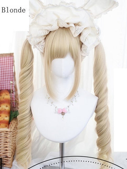 Wellig Rosa/Schwarz/Dunkel Mit Perücken Braun/Hellbraun/Grau/Blond Lang