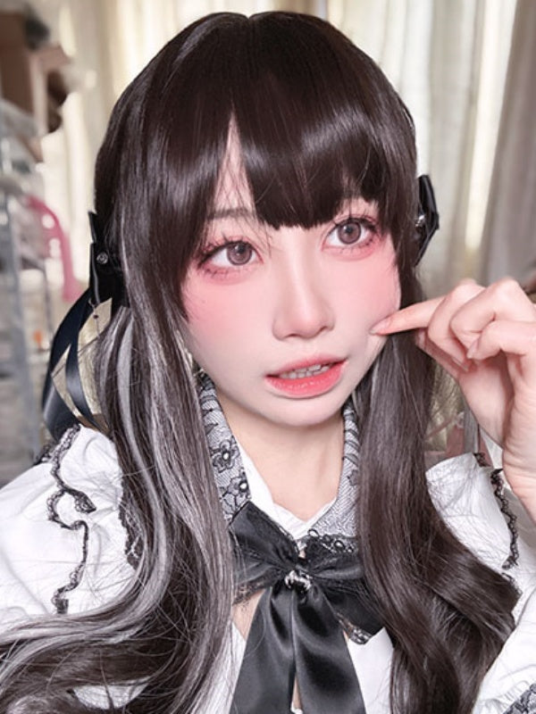 Highlight 65CM Silver Bangs with Wig Black Straight