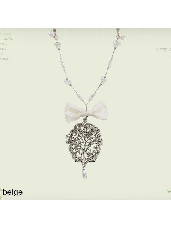 Classic Bow Pendant Necklace in Four Colors - Mademoiselle Pearl