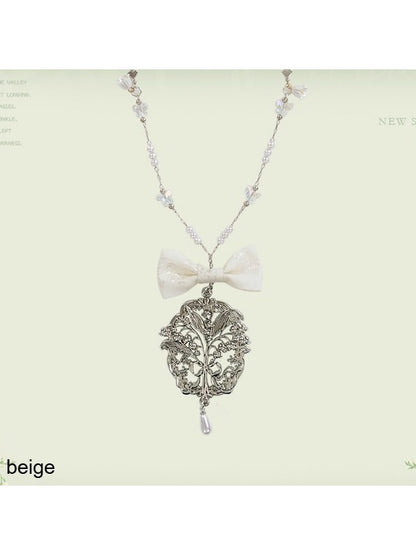 Classic Bow Pendant Necklace in Four Colors - Mademoiselle Pearl