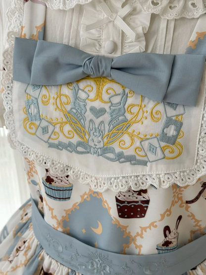 Alice in Wonderland Bunny Print Sweet Lolita Overall Dress