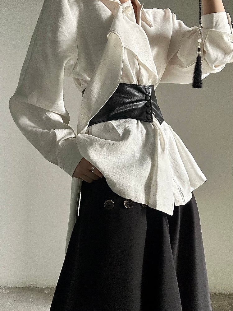 with Lolita PU Snap Ouji Corset Black Buttons Belt