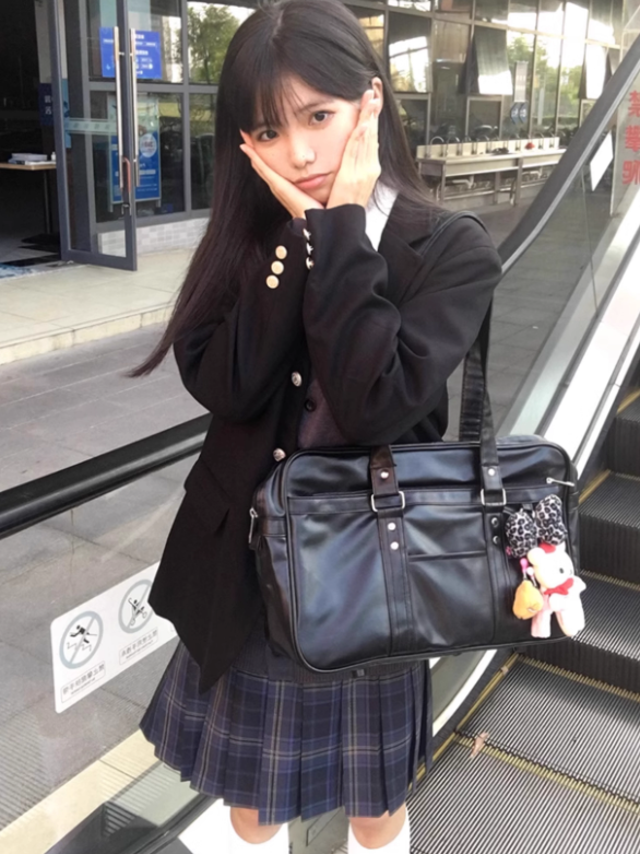 Pattern Uniform Plaid Pleated JK 39CM Skirt Blue