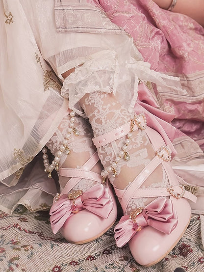 Light Charm Top Beaded at Pink Heart Bow Decorated Crisscross