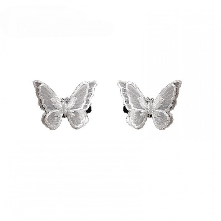 Hairclips/Brooches White/Black Embroidered Butterfly