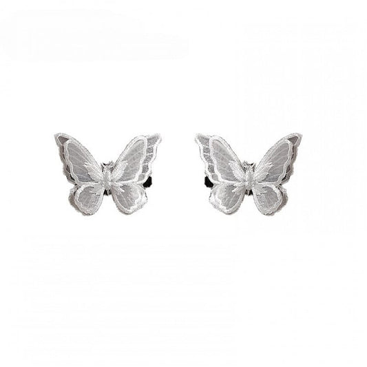 Hairclips/Brooches White/Black Embroidered Butterfly