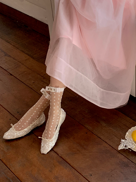 Strassverzierte Socken mit Schleife Weiß/Grau/Schwarz