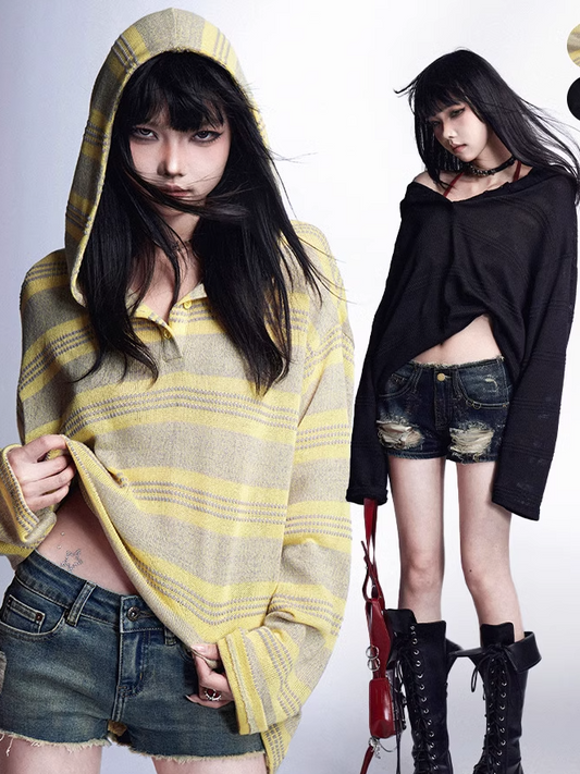 Loose Protection Gelb/Schwarzes Sonnentop mit Kapuze