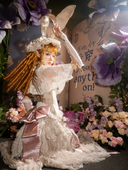 High Cape Bead Victorian Light Shawl Tassels Lace Cream Collar