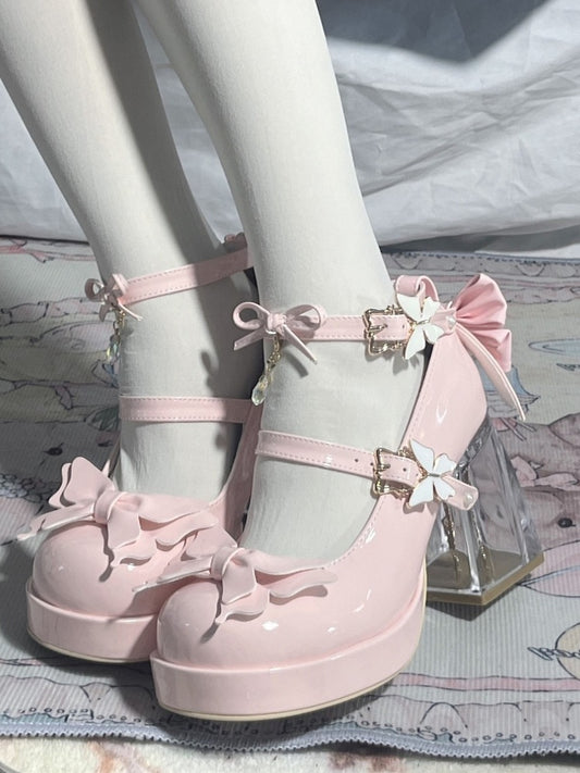 Jane Lolita Mary with Shoes Accents Details Bow Hime Butterfly Pink
