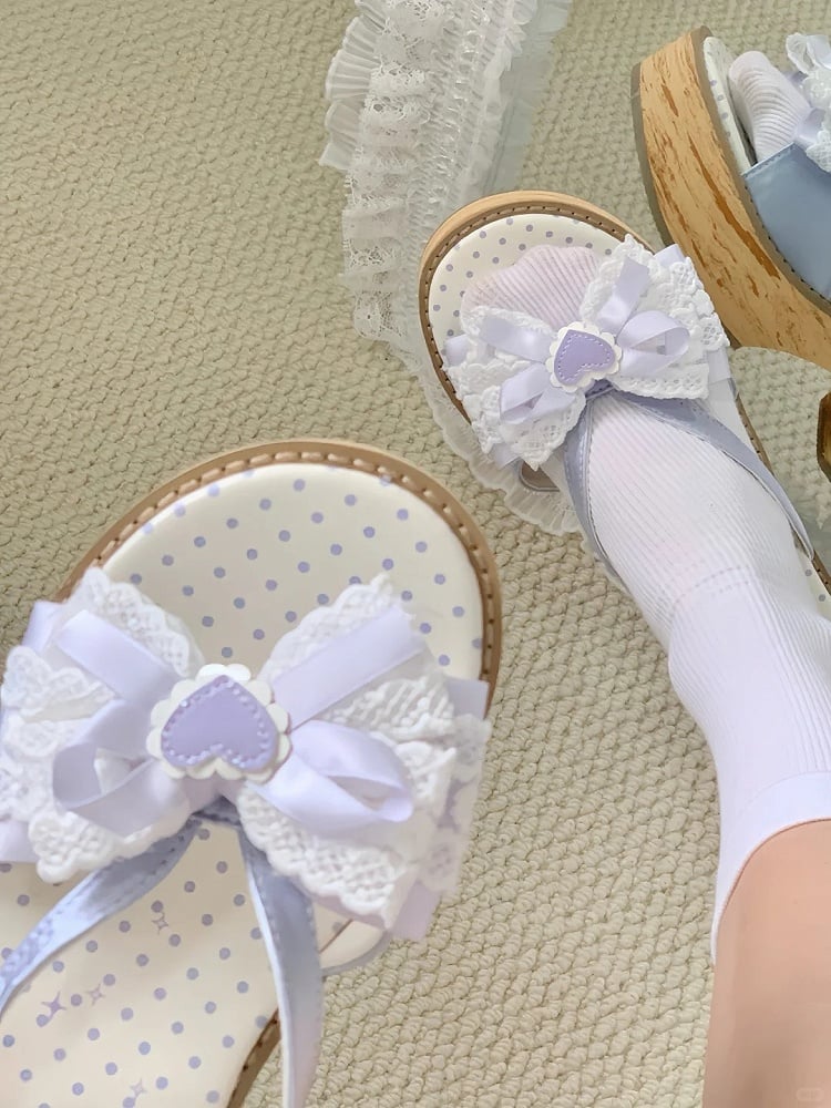 Style - Applique Slippers Purple in Lolita Heart Wa