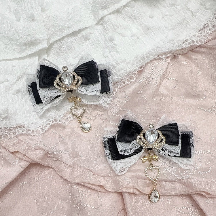 Rhinestone Clip 11 Crown Colors Kei Hair Bow Jirai