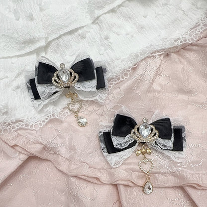 Rhinestone Clip 11 Crown Colors Kei Hair Bow Jirai