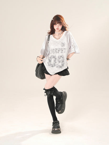 Mini-Stufenrock High Waist Schwarz/Weiß