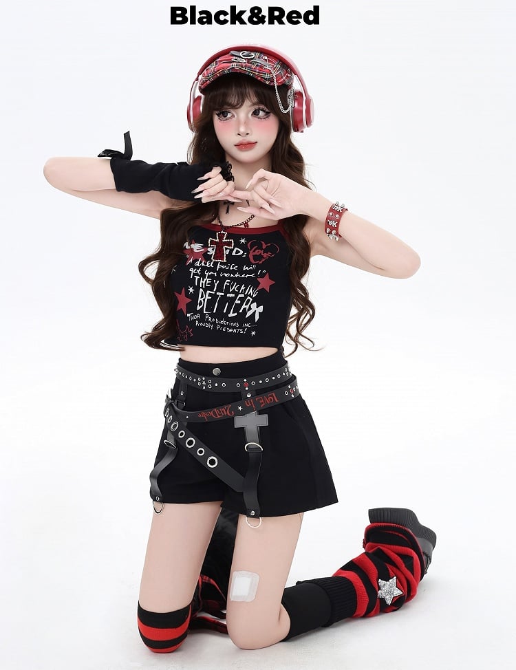 Print Top Colors Graffiti Cropped Cami 5