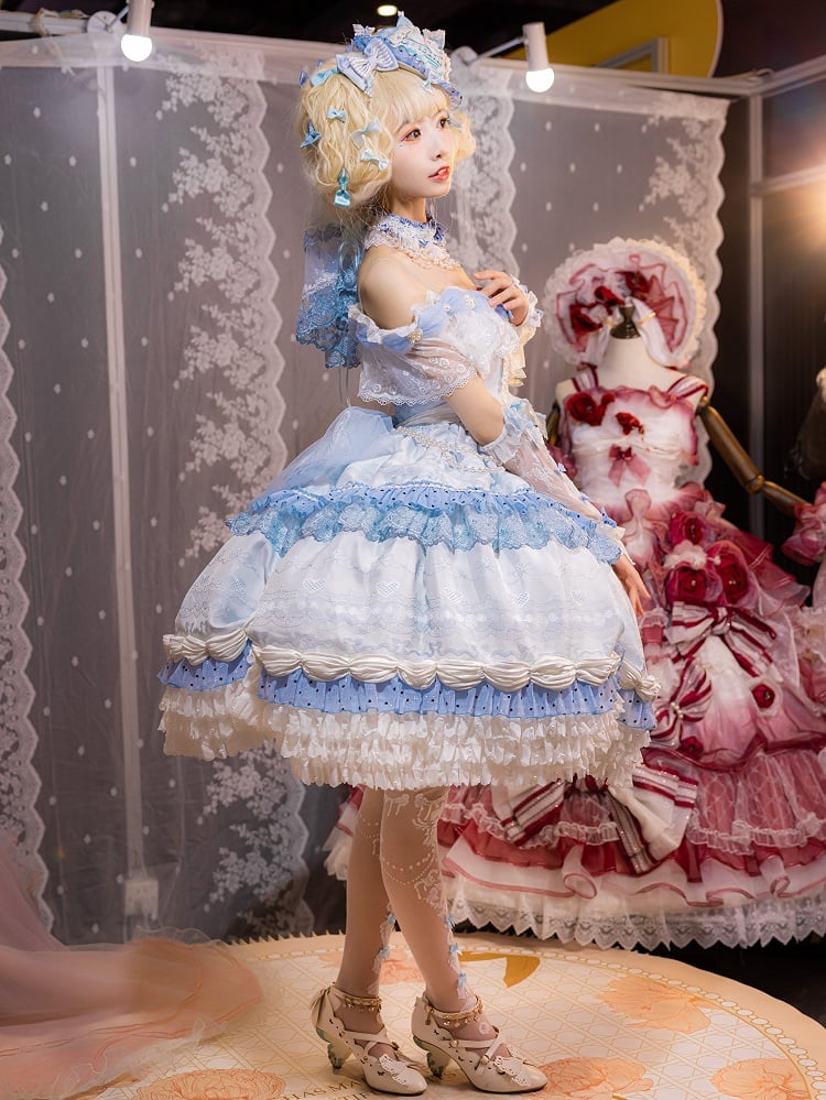 Dress Lolita Pattern Heart with Princess Blue Hime