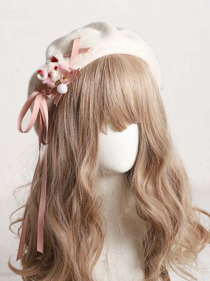 and Decorated Bear Color Plush with Options – 8 a Beret Accents Charm Ribbon