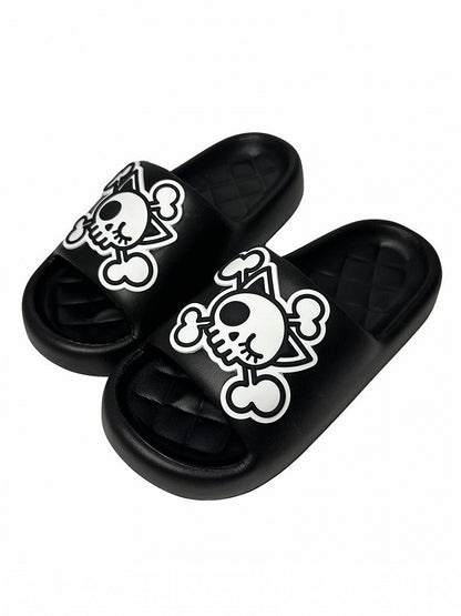 Black White Skeleton and Slippers Applique Summer Gothic