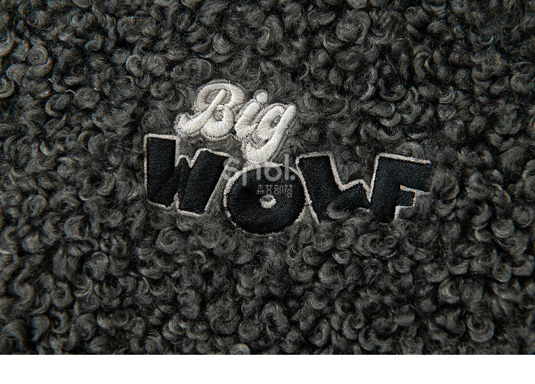 Mantel Ohren Kapuze Fleece Wolf Grau