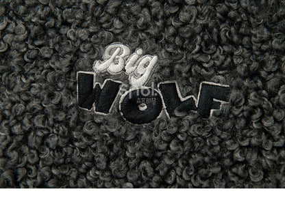 Mantel Ohren Kapuze Fleece Wolf Grau