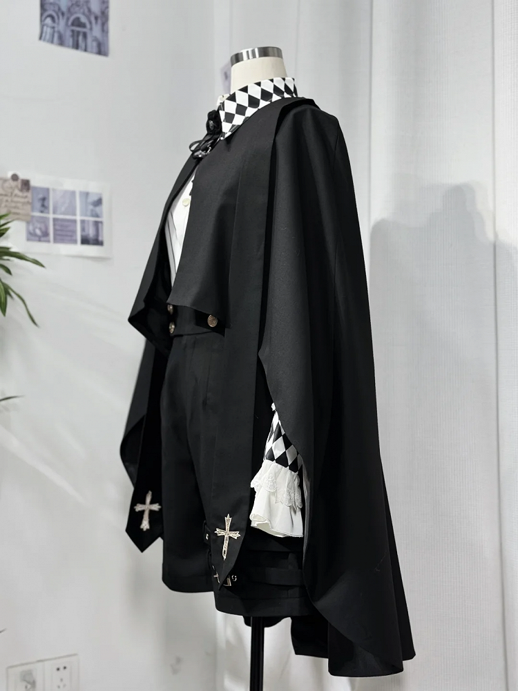 Cape High-Low Lolita Saum Schwarz Ouji Prince