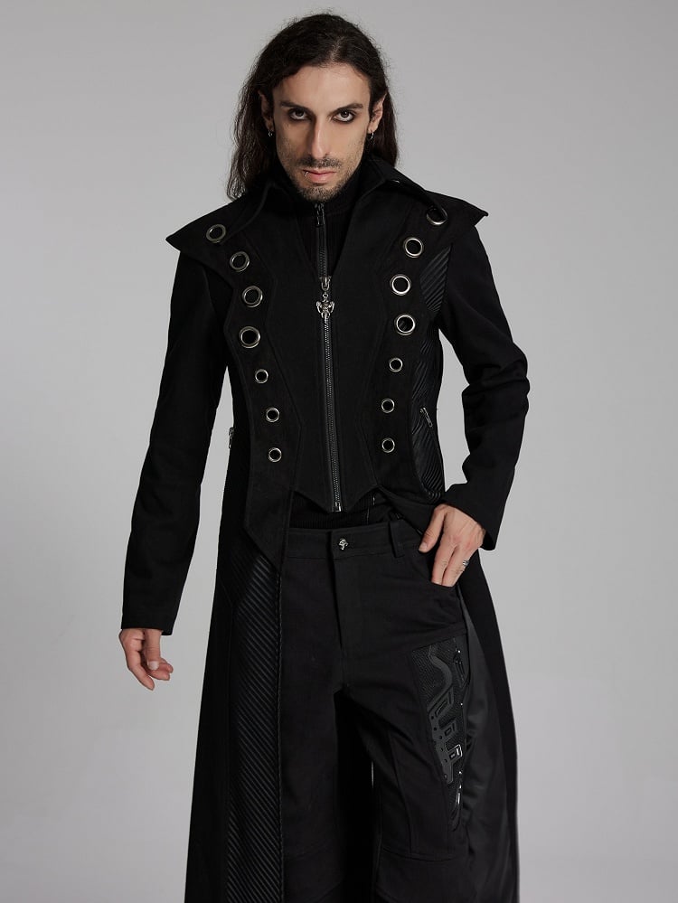 Black Men's Punk Visual Long Jacket
