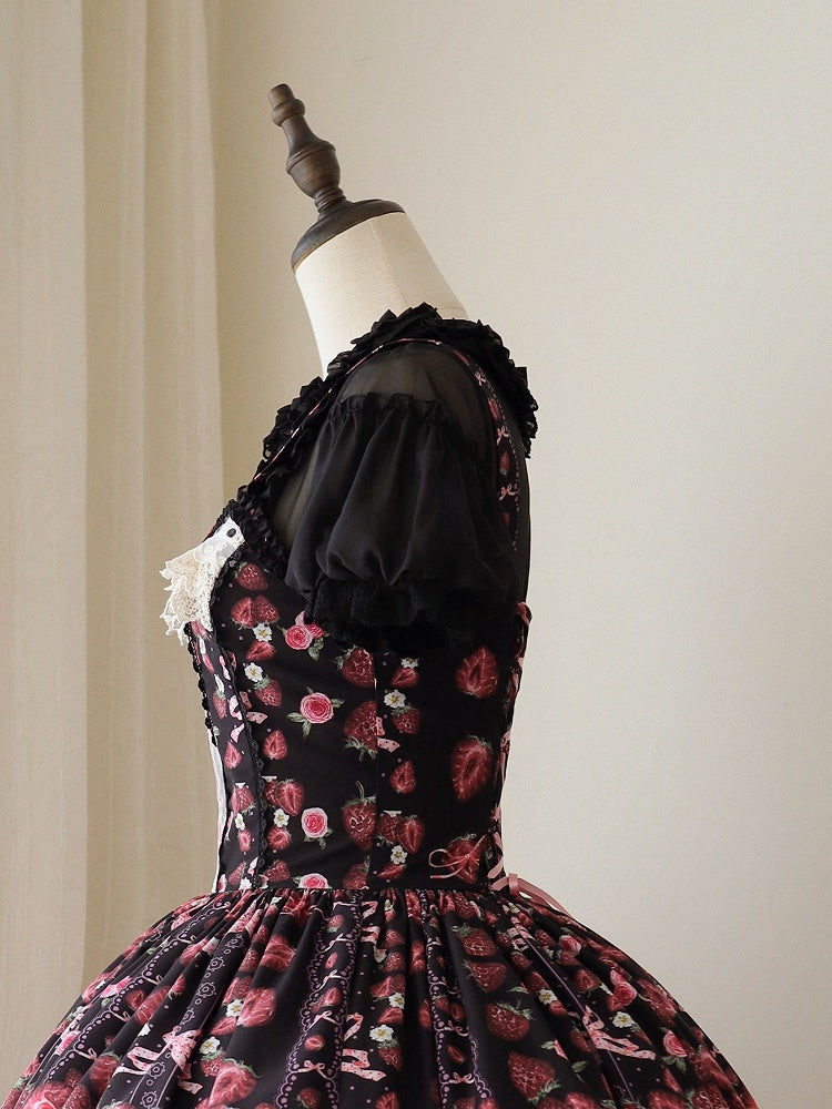 Gray/Pink Sweet Short Puff Sleeve Lolita Blouse