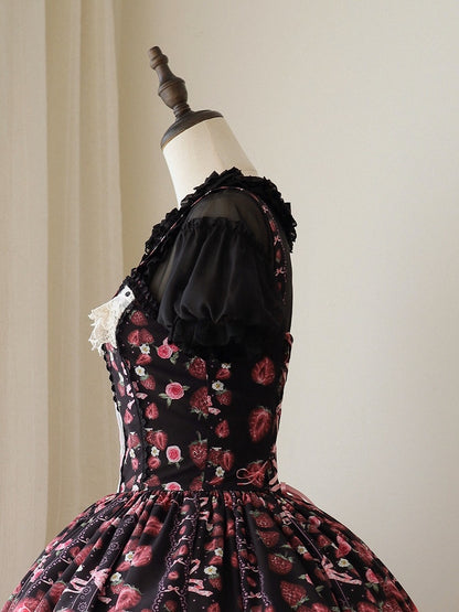 Gray/Pink Sweet Short Puff Sleeve Lolita Blouse