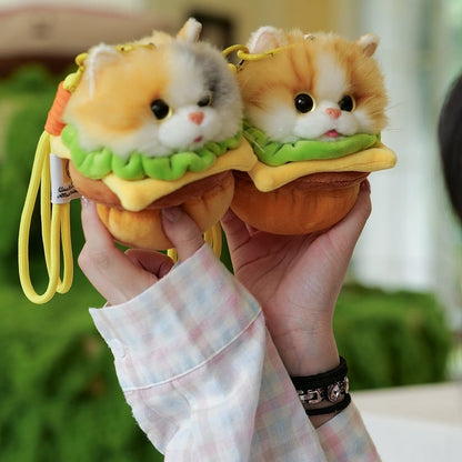 Cat Hamburger Options 4 Cute Plush Keychain