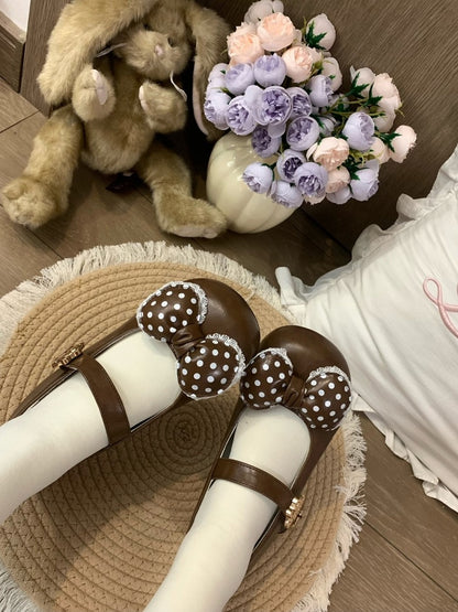 Brown Heel Toe Heels Dark Round Lolita with 2cm/4cm Sweet Low/Mid