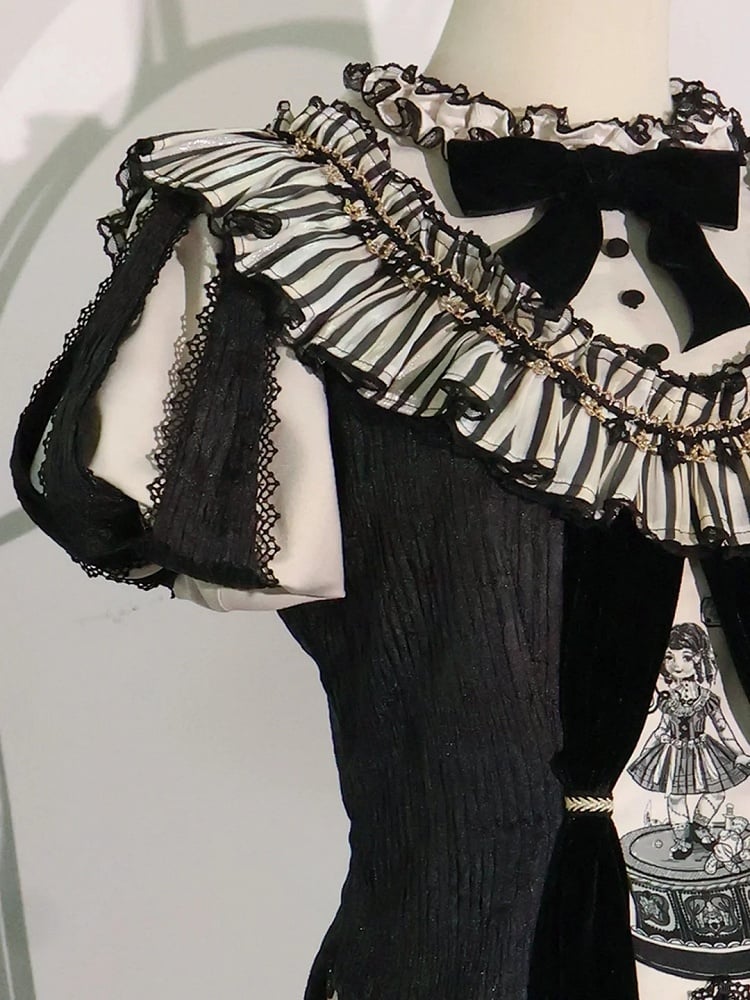 Komplettes Lolita Circus Ärmel Set in Schwarz – Vibes Sweet und Puff White