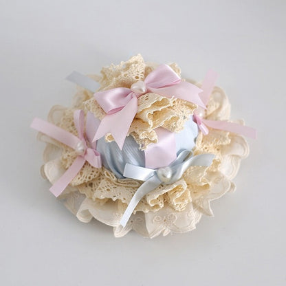 Decorated Lolita Details BluePink Mini Sweet Bowknot Beaded Hat