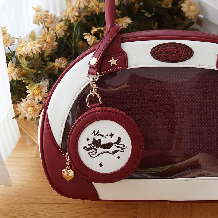 with Design Holder Round-Shaped Dog Red Disc Pattern Flying Card