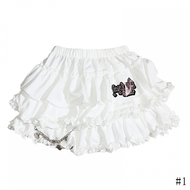 Elastic and Ruffle with Bubble White Tiered Waistband Hem Skirt