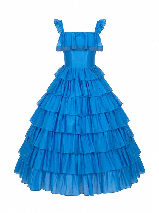Blue Romantic JSK with Flounce Hem - With PUJI
