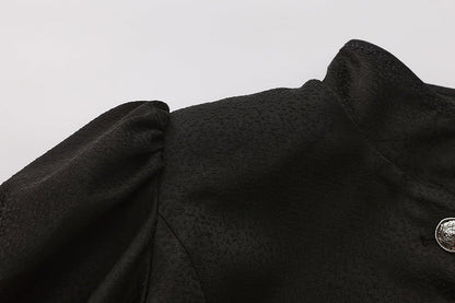 Black with Sleeves Collar Lolita Bell Top Ouji Stand Split-Tail