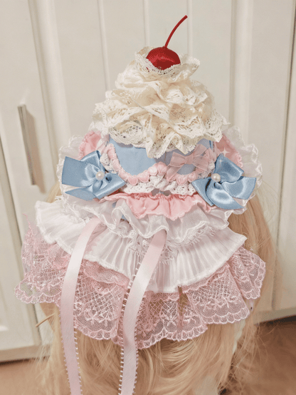 with Options 2 Lolita Veil Mini Pink Cake Cherry Lace Blue Hat