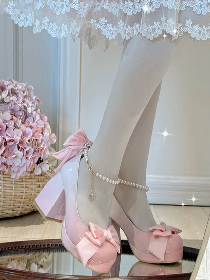 Shoes Mary Sweet Bowknot Round Pink Details Toe Janes Platform Lolita