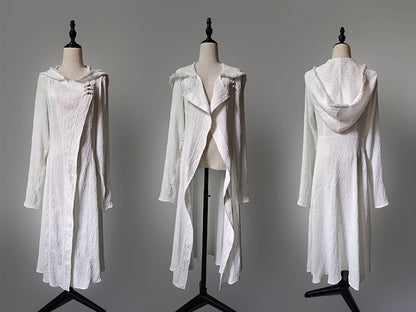 Weißer Lolita Ouji-Mantel mit Kapuze, Gothic