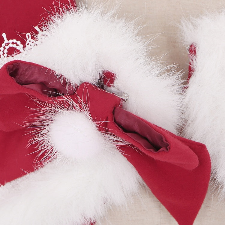 Christmas Red Cape with White Plush Trim