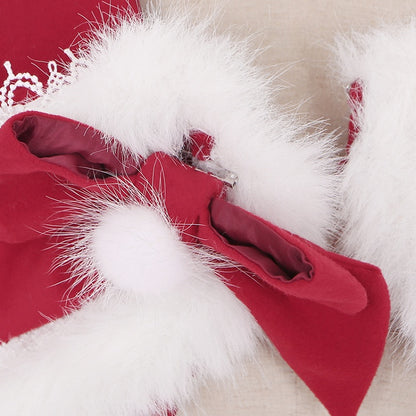 Christmas Red Cape with White Plush Trim
