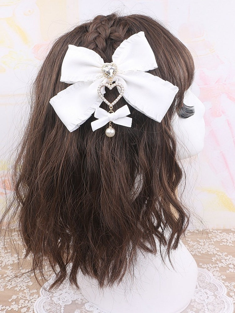 5 Color Charm Bowknot Pearl Options Kei Hairclip Heart Jirai