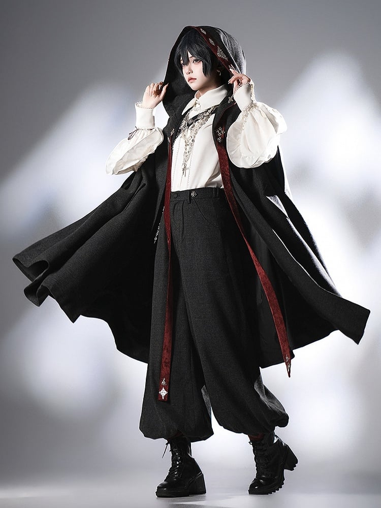 Schwarze Ouji Lolita Knickerbocker mit roten Bündchen