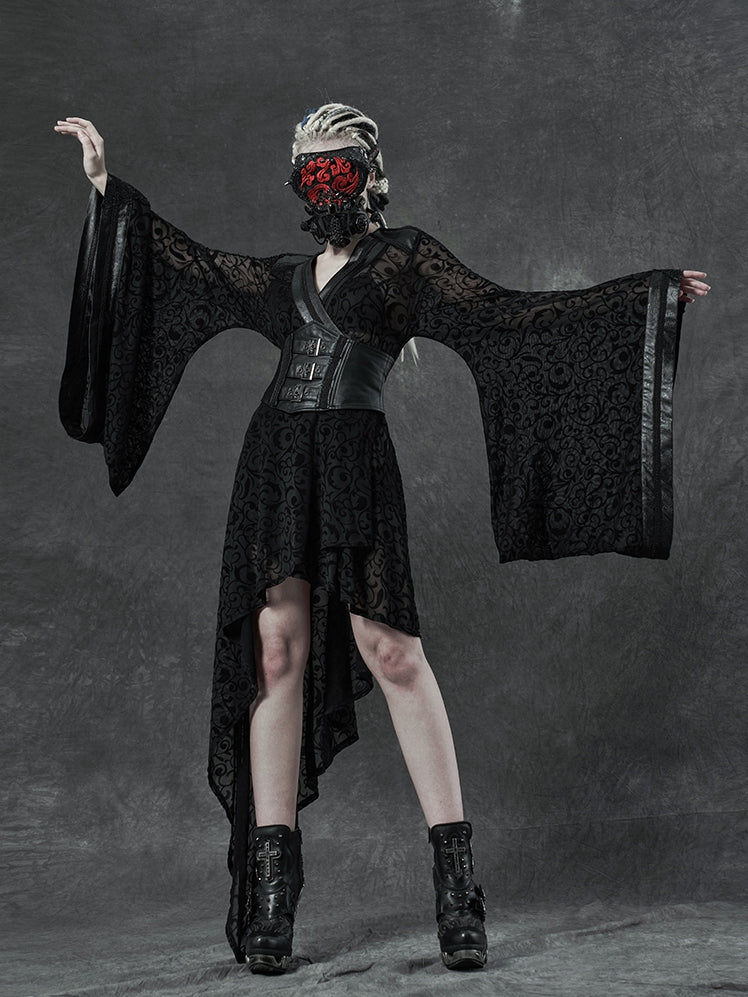 Gothic Asymmetrical Black Kimono
