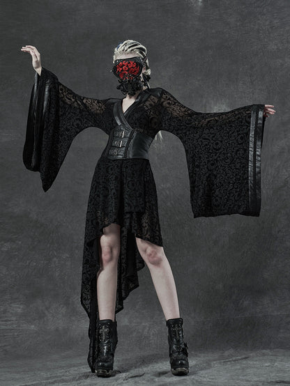 Gothic Asymmetrical Black Kimono