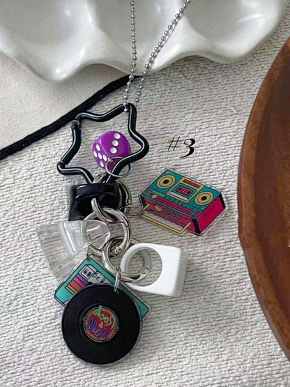 Y2K Multi-Element Tennis Shell Charm Keychain