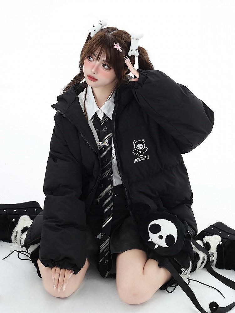 Free with Black Coat Crossbody Horns and Wings Hooded Devil